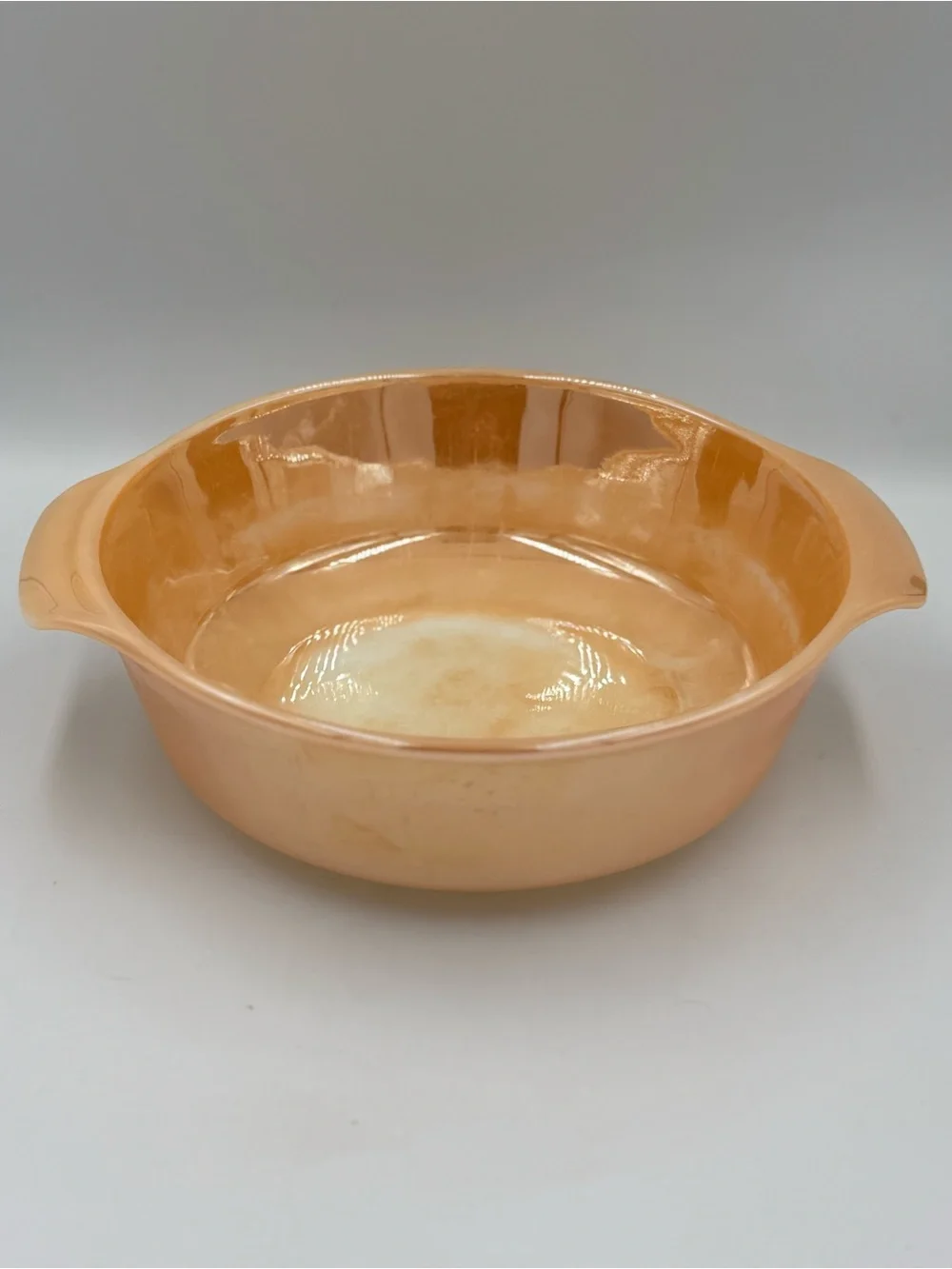 Vintage Anchor Hocking Peach Luster Casserole 1.5qt with Handles